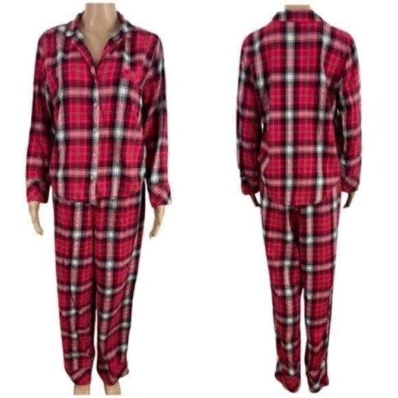 Victoria’s Secret Plaid Pajama Set Size Medium Night Shirt And Pants - Picture 1 of 12